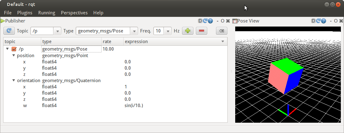 alt Screen shot of rqt Pose View plugin